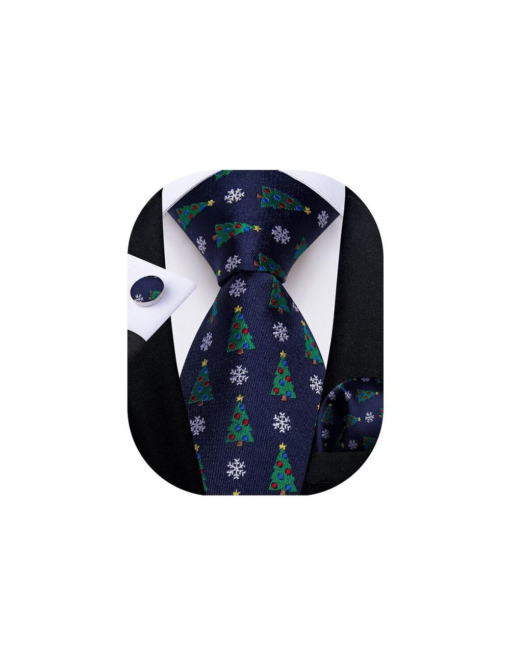 9419 Blue Classic 's Christmas Tie Silk Woven Jacquard Necktie Set
